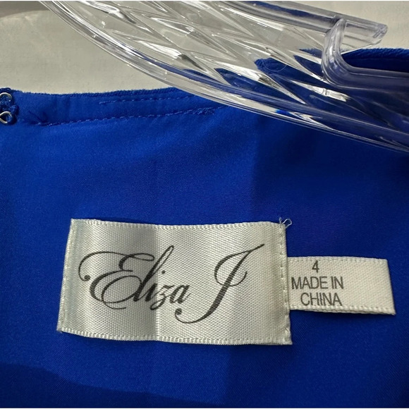 Eliza J Royal Blue Pocket Detail 3/4 Sleeve Crepe Dress Size 4 - Picture 3 of 4
